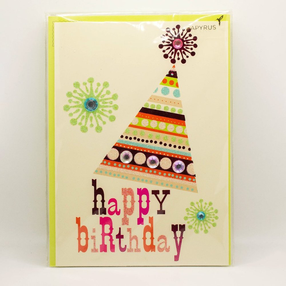 Happy Birthday Retro Party Hat Papyrus Card